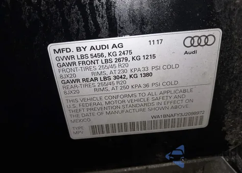 2018 Audi Q5 2.0T Premium/2.0T Tech Premium from USA, damaged, VIN WA1BNAFY3J2098972